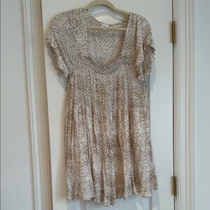 Beige and White Patterned Dress